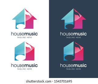 Creative Simple Music House Logo, Music House Studio Logo Design Vector Template