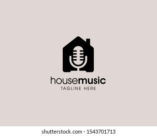 Creative Simple Music House Logo, Music House Studio Logo Design Vector Template