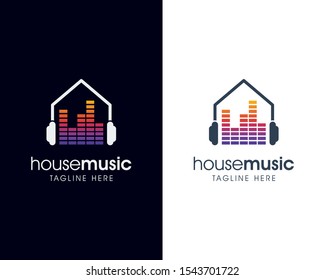 Creative Simple Music House Logo, Music House Studio Logo Design Vector Template