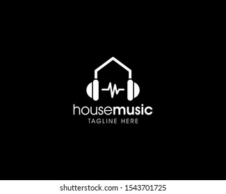 Creative Simple Music House Logo, Music House Studio Logo Design Vector Template