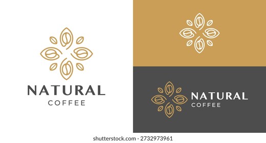 Modelo de logotipo de café natural simples criativo. Grão de café com flor para cafés ilustração do vetor do projeto do logotipo.