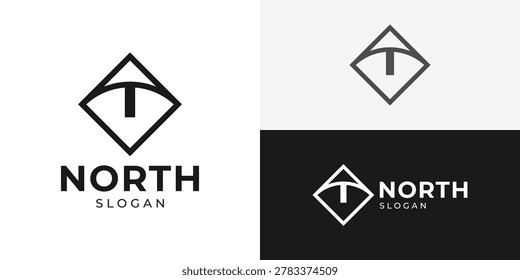 Creative simple north logo template. Abstract compass logo, northstar logo design vector illustration.