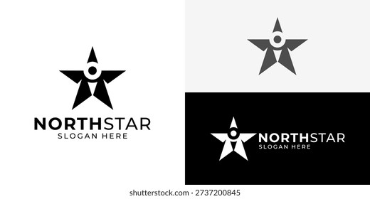 Creative simple northstar logo template. Abstract compass with north star logo design vector illustration.