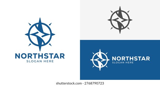 Creative simple northstar logo template. Abstract north star compass logo design vector illustration.