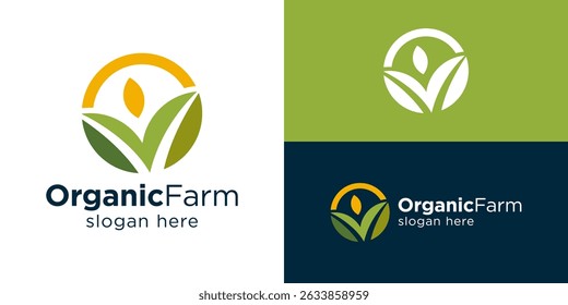 Modelo de logotipo orgânico simples criativo. Ilustração do vetor do design do logotipo da fazenda.