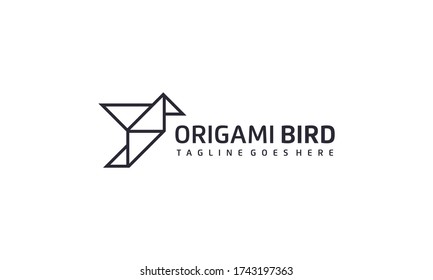 Creative and simple origami bird logo design vector on white background