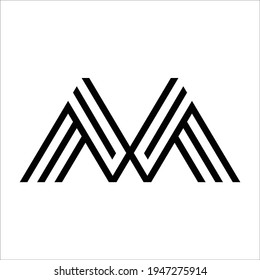 creative simple outline letter M logo design vector template isolated
