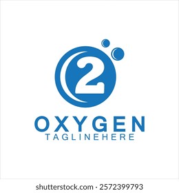 Creative and simple Oxygen Icon Logo design, o2, initial O and Number 2 logo