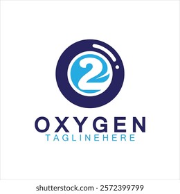 Creative and simple Oxygen Icon Logo design, o2, initial O and Number 2 logo