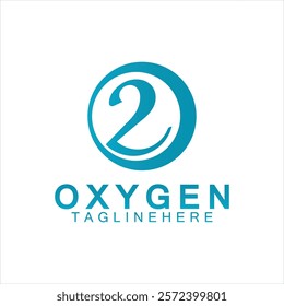 Creative and simple Oxygen Icon Logo design, o2, initial O and Number 2 logo