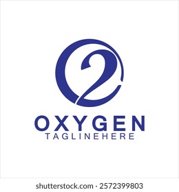 Creative and simple Oxygen Icon Logo design, o2, initial O and Number 2 logo