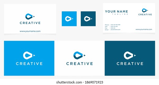creative simple of pencil icon logo business card template