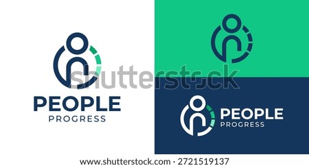 Creative simple people progress logo design vector illustration.
