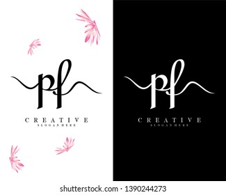 creative simple pf, fp letter logo template vector