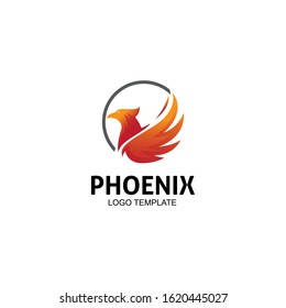 creative simple phoenix bird circle logo concept