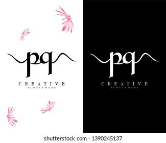 creative simple pq, qp letter logo template vector