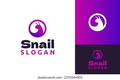 Creative Simple Purple Gradient Snail Slug inside Circle Round Technology Internet Logo Branding Template