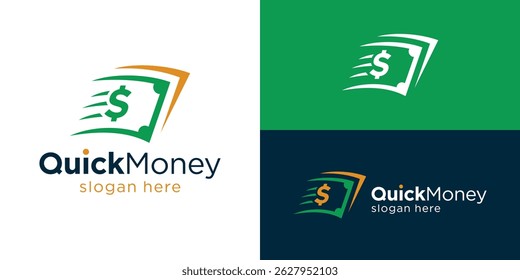 Plantilla creativa del logotipo del dinero rápido simple. Dinero rápido para la Ilustración vectorial profesional del diseño del logotipo del negocio de las finanzas.