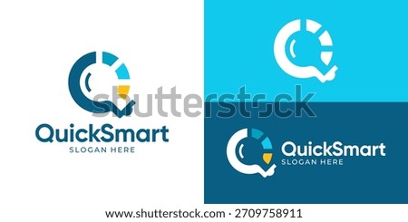 Creative simple quick smart logo template. Modern abstract letter Q with lightbulb symbol, Quick think logo design vector illustration.