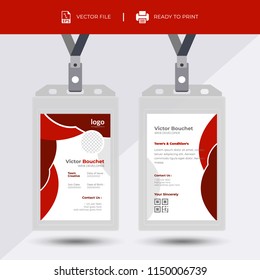 Creative Simple Red & Black Id Card Design Vector Template