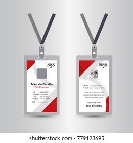 Creative Simple Red Id Card Design Vector Template