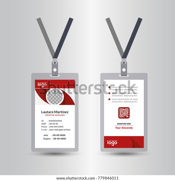 Creative Simple Red Id Card Design 库存矢量图 免版税 779846011