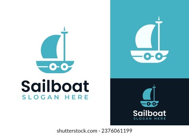 Creative Simple Sail Boat Ship Wind Sea Ocean Transportation Maritime Harbor Logo Design Branding Template