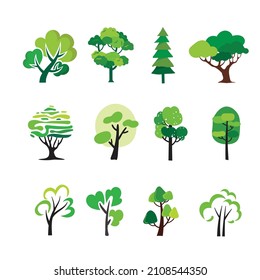 creative simple set of Colorful tree vector illustration