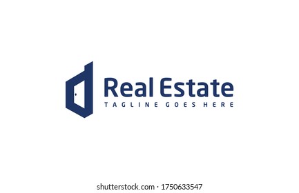 Creative, simple, and smart home with D letter for logo design vector editable
