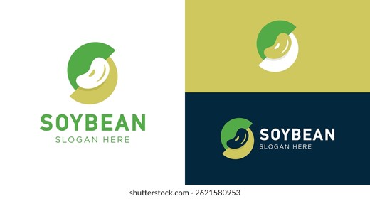 Creative simple soybean logo template. Abstract letter S and soy bean logo design vector illustration.