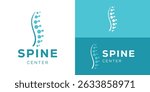 Creative simple spine center logo template. Chiropractic logo design vector illustration.