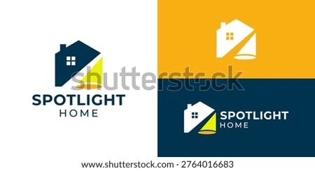 Creative simple spotlight home logo template. Abstract home with spotlight logo design vector illustration.