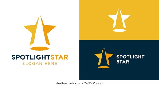 Modelo de logotipo de estrela de destaque simples criativa. Estrela com luz spot logotipo ilustração vetorial.