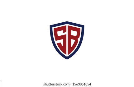 Creative simple strong modern initial SB with a shield for security logo template vector icons