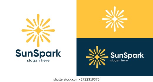 Modelo de logotipo de faísca de sol simples criativa. Ilustração de vetor de design de logotipo de explosão solar.