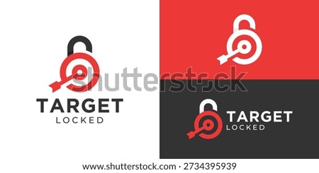 Creative simple target locked logo template. Lock target symbol, goals strategy symbol logo design vector illustration.