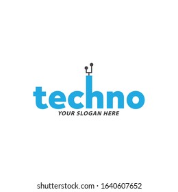 Creative and Simple Techno Logo Design, Vector