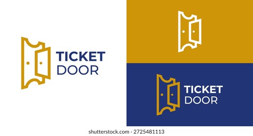 Plantilla creativa del logotipo de la puerta del boleto simple. Puerta con Ilustración vectorial de diseño de logotipo de Cupón de boletos.