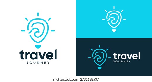 Creative simple travel journey logo template. Balloon with sun wave combination for Travel or resort logo design vector illustration.