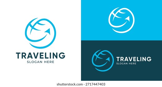 Plantilla de logotipo de viaje simple creativa. Ilustración vectorial de diseño de logotipo de agencia de viajes.