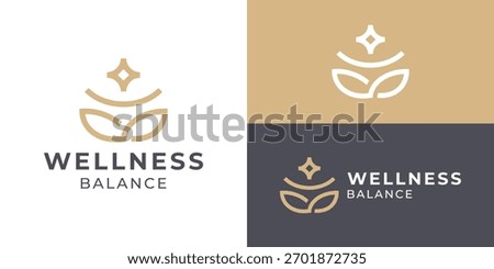 Creative simple wellness balance logo template. Abstract yoga human for Spa harmony guru logo design vector illustration.