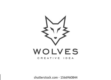 Creative Simple Wolf Concept Logo and Icon Design Template