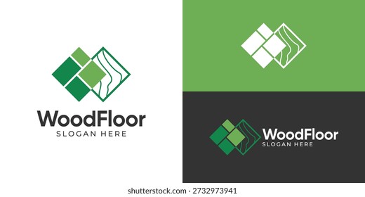 Creative simple wood floor logo template. Tiles flooring logo design vector illustration.