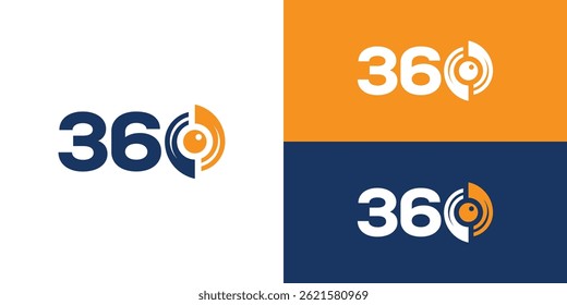 Creative simple word mark 360 logo template. 360 degree logo design vector illustration.