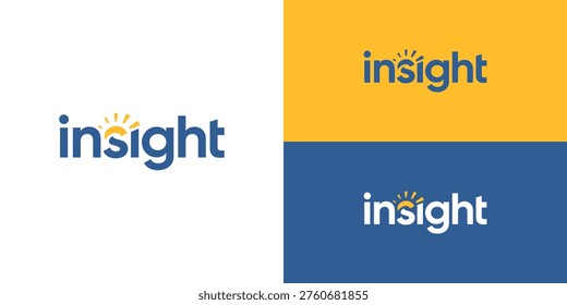 Creative simple word mark insight logo template. Letter insight with abstract sun or eye logo design vector illustration.