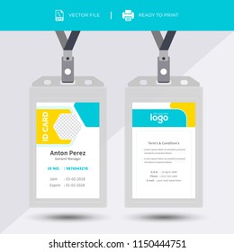 Creative Simple Yellow & Black Id Card Design Vector Template