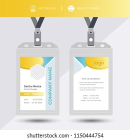 Creative Simple Yellow & Black Id Card Design Vector Template