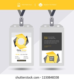 Creative Simple Yellow & Black Id Card Design Vector Template