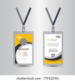 Creative Simple Yellow & Black Id Card Design Vector Template