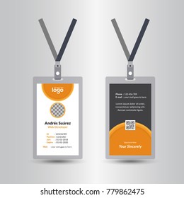 Creative Simple Yellow & Black Id Card Design Vector Template, staff id card, vector design and text template illustration